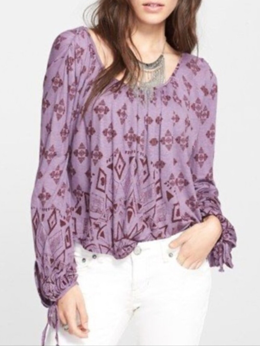 Free People Daze Plum Purple Scoop Neck Swing Top Size Medium